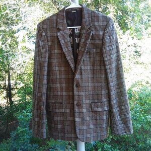 Vintage Y2K Juicy Couture Plaid Wool Blend Button Up Blazer Sports Coat Size 38